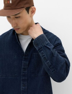 Regular Fit Pure Cotton Denim Stripe Shirt