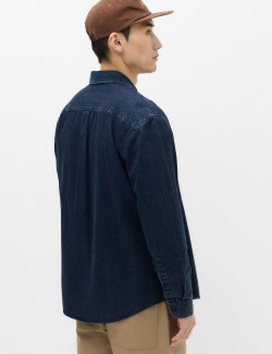 Regular Fit Pure Cotton Denim Stripe Shirt
