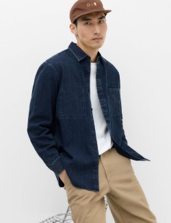 Regular Fit Pure Cotton Denim Stripe Shirt