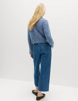 Denim Textured Cropped Jacket