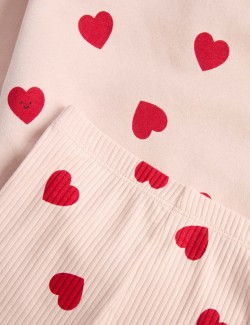 2pc Cotton Rich Heart Top & Bottom Outfit (0-6 Yrs)