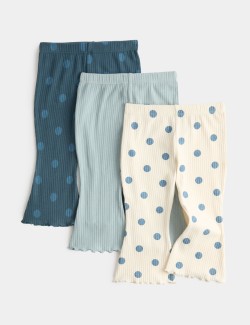 3 Pack Cotton Rich Spotty Kickflare Leggings (0-5 Yrs)