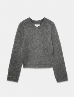 Wool Blend V-Neck Jumper with Mohair