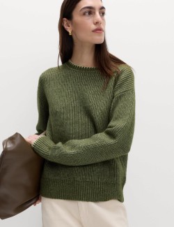 Cloud-Yarn Crew Neck Whipstitch Jumper