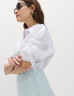 Cotton Rich Lace Midi A-Line Skirt