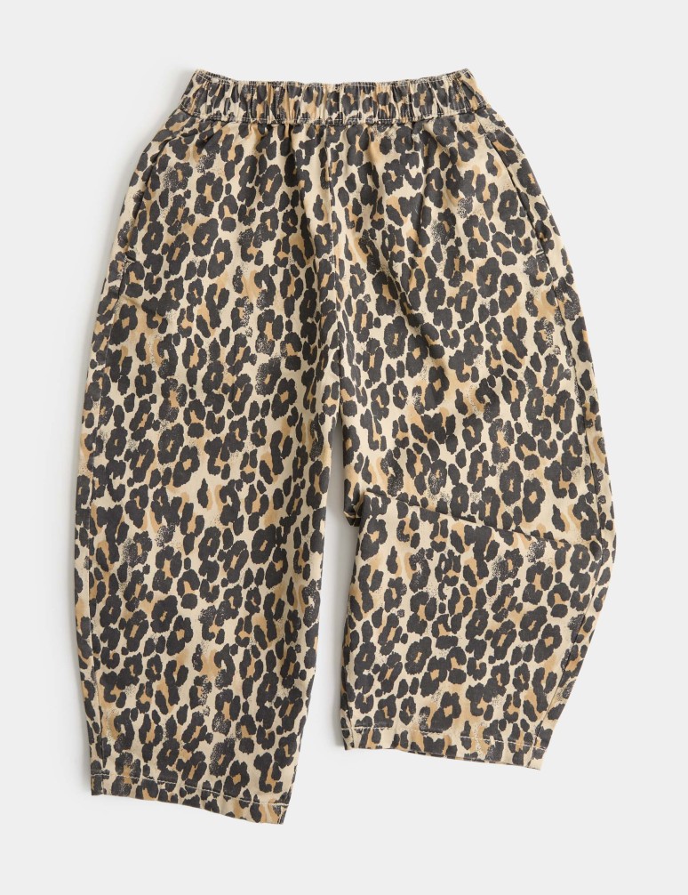 Kalhoty s balónovými nohavicemi, s vysokým podílem bavlny, s leopardím vzorem (2–8 let)
