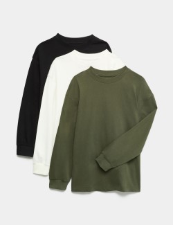 3 Pack Cotton Rich Plain Tops (6-16 Yrs)