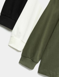 3 Pack Cotton Rich Plain Tops (6-16 Yrs)
