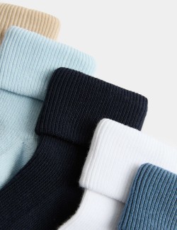 5pk Cotton Rich Ribbed Socks (0-2 Yrs)