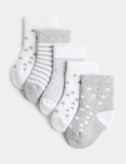 5 Pack Cotton Rich Star Terry Socks