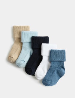 Balení 5 párů žebrovaných ponožek s vysokým podílem bavlny (0–2 roky)
