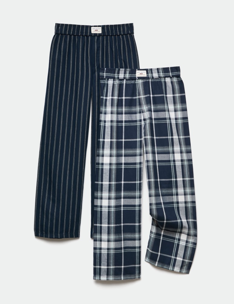 2 Pack Pure Cotton Woven Pyjama Bottoms (6-16 Yrs)