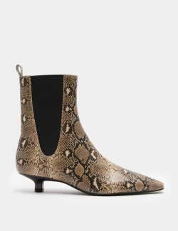 Chelsea Snake Print Kitten Heel Boots