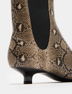 Chelsea Snake Print Kitten Heel Boots