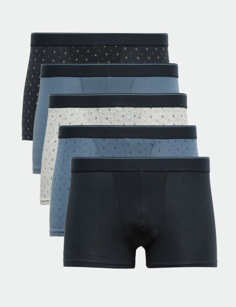 5 Pack Cotton Rich Stretch Print Hipsters