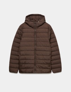 Feather and Down Hooded Puffer Jacket