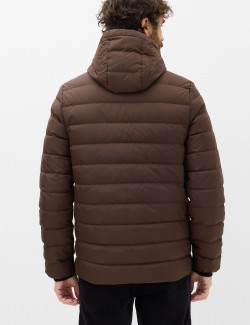 Feather and Down Hooded Puffer Jacket