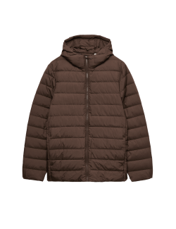 Feather and Down Hooded Puffer Jacket