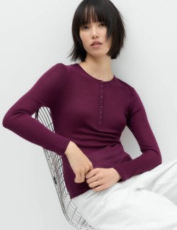 Lyocell Rich Henley Top with Wool