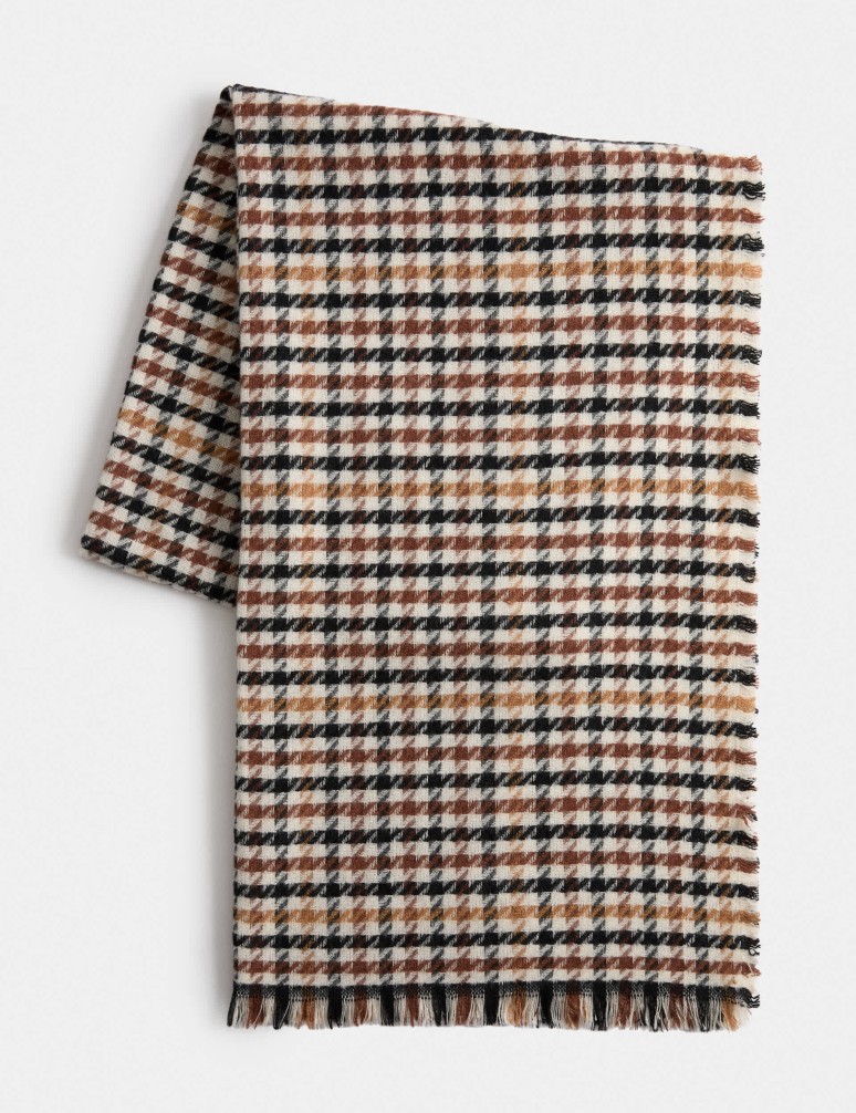 Checked Fringed Scarf
