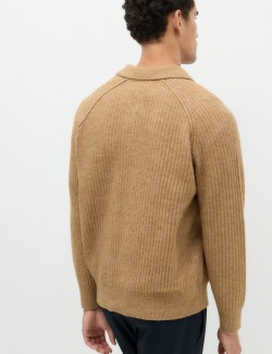 Pletené žebrované polo tričko na knoflíky