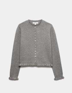 Ruffle Crew Neck Cardigan