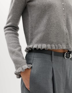 Ruffle Crew Neck Cardigan