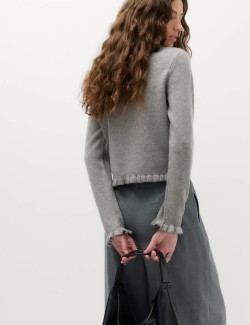 Ruffle Crew Neck Cardigan