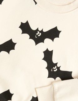 Mikina s grafikou halloweenského netopýra, s vysokým podílem bavlny (2–8 let)