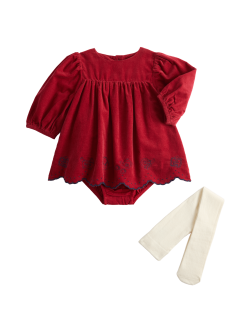 2 Piece Cotton Rich Dress with Tights (0-12 Mths)