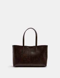 Croc Effect Top Handle Tote Bag