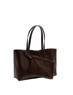 Croc Effect Top Handle Tote Bag