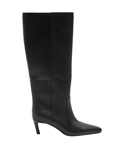 Leather Kitten Heel Knee High Boots