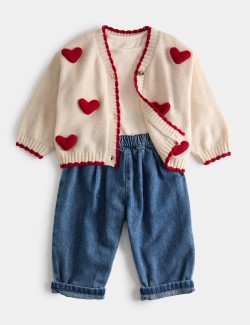 3dílný kardiganový outfit se srdcem (0–5 let)