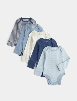 5 Pack Striped Long Sleeve Bodysuits (7lbs-3 Yrs)