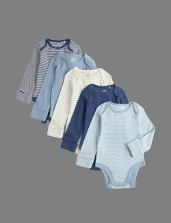 5 Pack Striped Long Sleeve Bodysuits (7lbs-3 Yrs)