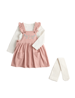 2 Pack Cotton Rich Dresses with Tights (0-3 Yrs)
