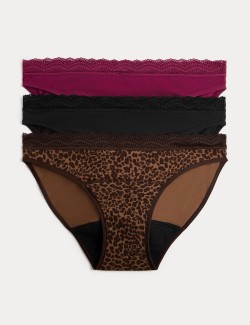 Menstruační bikiny kalhotky s vysokým podílem bavlny, 3 ks v balení