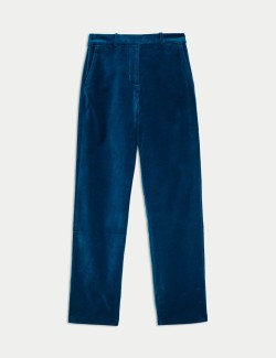 Cotton Rich Velvet Straight Leg Trousers