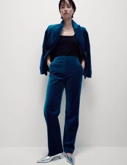 Cotton Rich Velvet Straight Leg Trousers