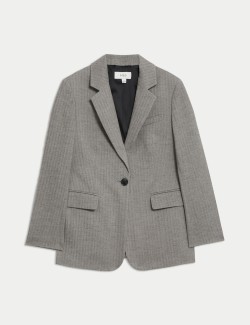 Relaxed Herringbone Single Breasted Blazer