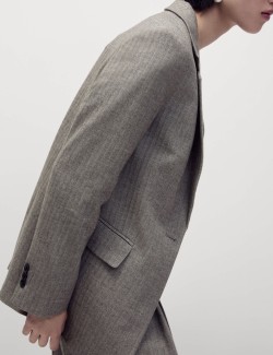 Relaxed Herringbone Single Breasted Blazer