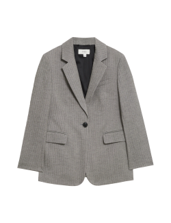 Relaxed Herringbone Single Breasted Blazer