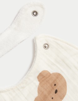 3pk Pure Cotton Spencer Bear Dribble Bibs