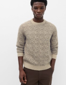 Lofty Patterned Crew Neck Jumper with Wool