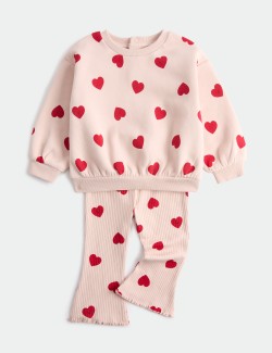 2pc Cotton Rich Heart Top & Bottom Outfit (0-6 Yrs)