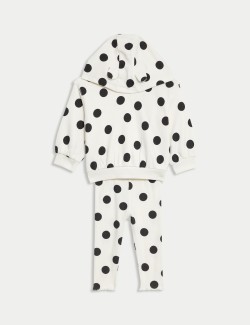 2pc Cotton Rich Spot Hooded Outfit (0-3 Yrs)