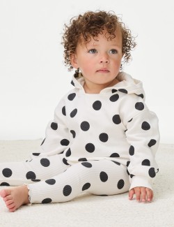 2pc Cotton Rich Spot Hooded Outfit (0-3 Yrs)