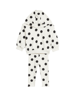 2pc Cotton Rich Spot Hooded Outfit (0-3 Yrs)