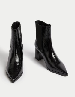 Patent Leather Chelsea Block Heel Boots